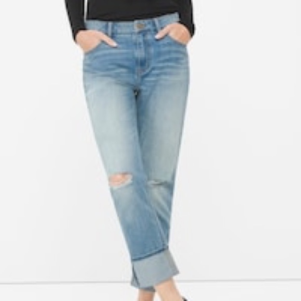 WHBM Destructed Boyfriend Capri Jeans
